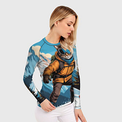 Рашгард женский Кот сноубордист, цвет: 3D-принт — фото 2