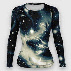 Рашгард женский Космический абстрактный чёрно-синий, цвет: 3D-принт