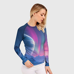 Рашгард женский Неоновый космос северного сияния, цвет: 3D-принт — фото 2