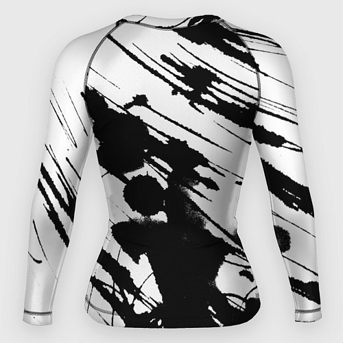 Женский рашгард Брызги и штрихи черной краски / 3D-принт – фото 2