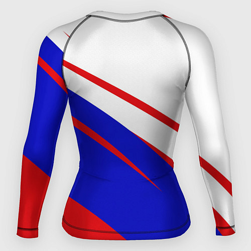 Женский рашгард Герб на фоне цветов флага бело-сине-красный / 3D-принт – фото 2