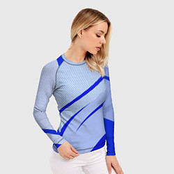 Рашгард женский Светло-синий текстура с полосой, цвет: 3D-принт — фото 2