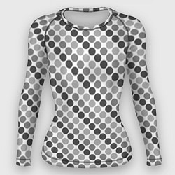 Женский рашгард Черный и серый горох на белом фоне