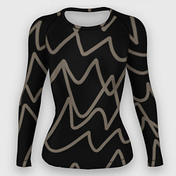 Рашгард женский Кривые рукописные линии чёрно-коричневый, цвет: 3D-принт