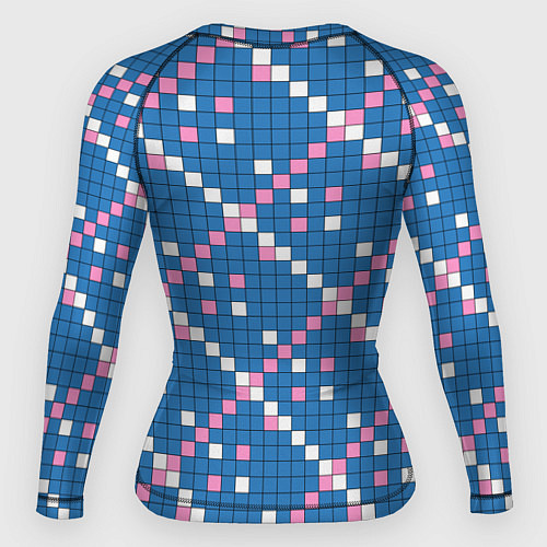 Женский рашгард Синяя розовая с белым плитка / 3D-принт – фото 2