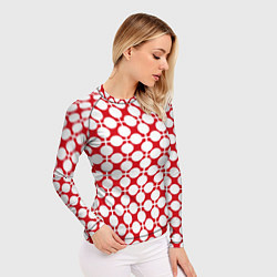 Рашгард женский Красно белый узор в клетку и горох, цвет: 3D-принт — фото 2
