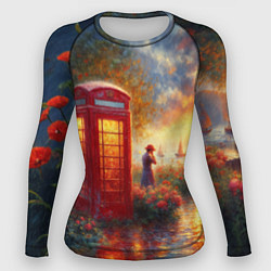 Рашгард женский Пейзаж с красной телефонной будкой, цвет: 3D-принт