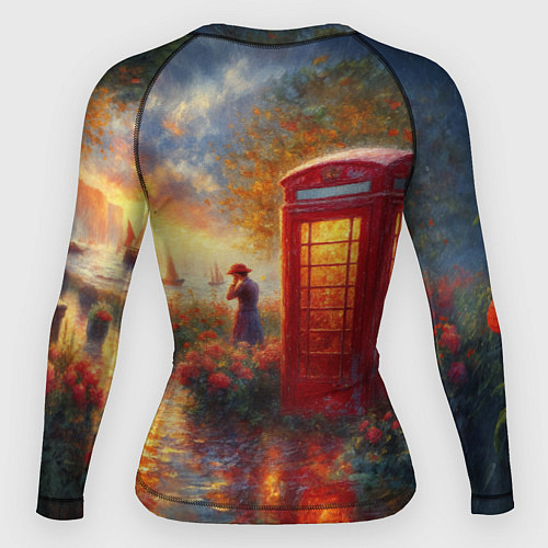 Женский рашгард Пейзаж с красной телефонной будкой / 3D-принт – фото 2