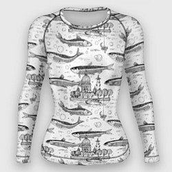 Женский рашгард Корюшка и рыбалка в Питере паттерн