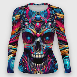 Рашгард женский Colorful cyber skull - pattern, цвет: 3D-принт