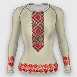 Рашгард женский Народная вышиванка, цвет: 3D-принт