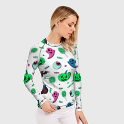 Рашгард женский Halloween light green pumpkin - паттерн, цвет: 3D-принт — фото 2