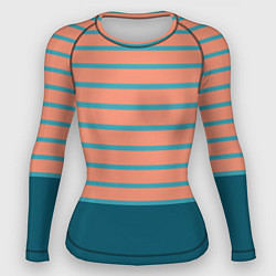 Женский рашгард Полосатый мандариновый морской рассвет