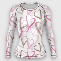Рашгард женский Розовые сердца, цвет: 3D-принт