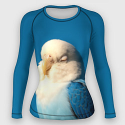 Рашгард женский Волнистый попугай - синий, цвет: 3D-принт