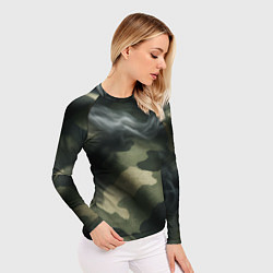 Рашгард женский Камуфляжная ткань с дымом, цвет: 3D-принт — фото 2
