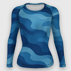 Женский рашгард Синие волнистые линии в виде камуфляжа