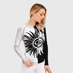 Рашгард женский Солнце черно-белое, цвет: 3D-принт — фото 2