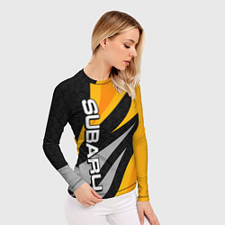 Рашгард женский Субару - желтый, цвет: 3D-принт — фото 2