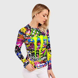 Рашгард женский Monster energy бренды стикеры, цвет: 3D-принт — фото 2