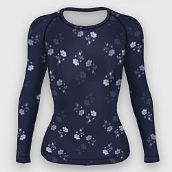 Рашгард женский Цветочный узор синий, цвет: 3D-принт