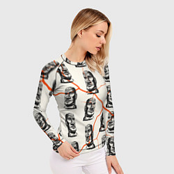 Рашгард женский Статуи моаи, цвет: 3D-принт — фото 2