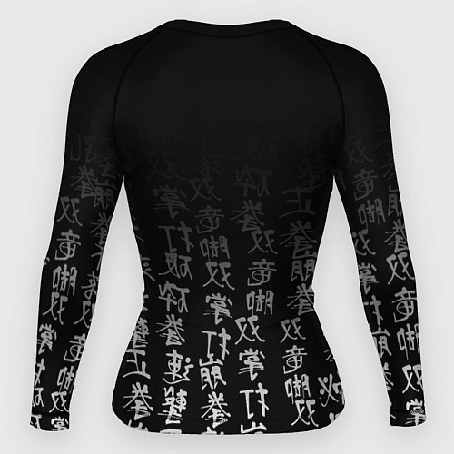 Женский рашгард Годжо Сатору на фоне иероглифов / 3D-принт – фото 2