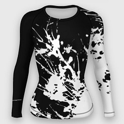 Женский рашгард Взрывная белая краска на чёрном