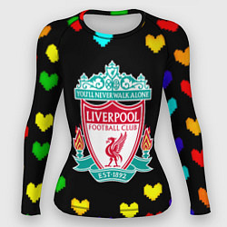 Рашгард женский Ливерпуль пиксельные сердца, цвет: 3D-принт