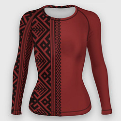 Рашгард женский Узоры славянские в красном цвете, цвет: 3D-принт