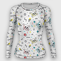 Рашгард женский Паттерн с черепами и геометрическими фигурами на Х, цвет: 3D-принт