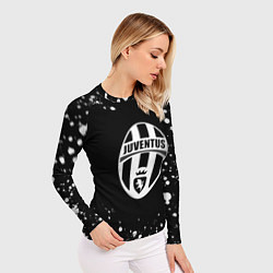 Рашгард женский Ювентус белые краски всплеск, цвет: 3D-принт — фото 2