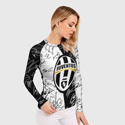 Рашгард женский Ювентус автографы полосы, цвет: 3D-принт — фото 2
