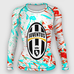 Рашгард женский Ювентус штрихи красок текстура, цвет: 3D-принт