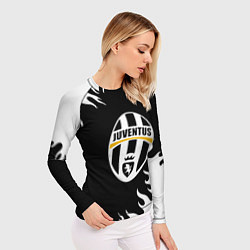 Рашгард женский Juventus белый огонь текстура, цвет: 3D-принт — фото 2