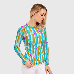Рашгард женский Полосатый с сердечками ретро в горошек, цвет: 3D-принт — фото 2