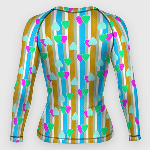 Женский рашгард Полосатый с сердечками ретро в горошек / 3D-принт – фото 2
