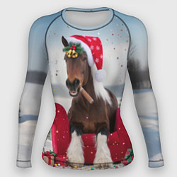 Рашгард женский Новогодний конь, цвет: 3D-принт