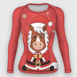 Женский рашгард Новогодняя лошадка с подарком