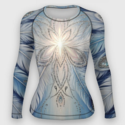 Женский рашгард Ледяной перьевой орнамент со светом