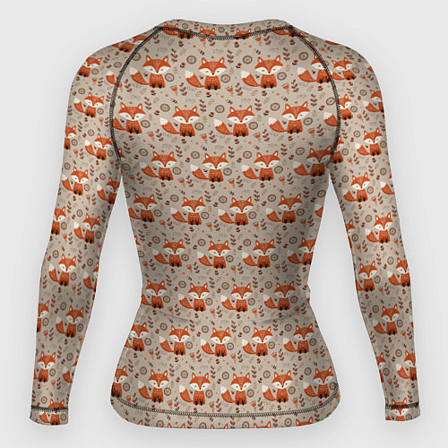 Женский рашгард Лиса сидит среди цветов и листьев / 3D-принт – фото 2