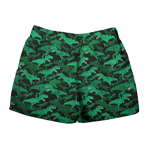 Женские шорты Зелёные тираннозавры - камуфляж / 3D-принт – фото 2