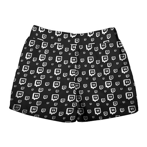 Женские шорты Twitch: Black Pattern / 3D-принт – фото 2