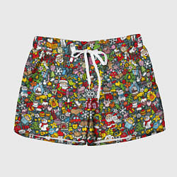 Женские шорты Рождественский коллаж