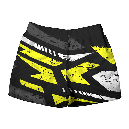 Женские шорты Black yellow abstract sport style / 3D-принт – фото 2