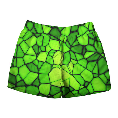Женские шорты Зеленая мозаика / 3D-принт – фото 2