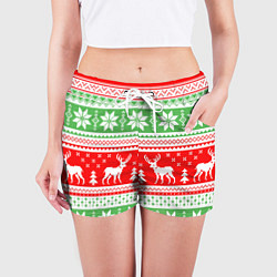 Шорты женские Новогодний узор, цвет: 3D-принт — фото 2