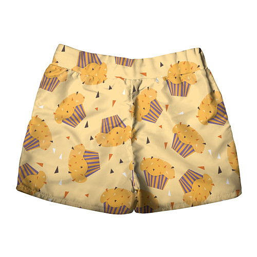 Женские шорты Капкейки на желтом фоне / 3D-принт – фото 2
