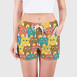 Шорты женские Разноцветные совы, цвет: 3D-принт — фото 2