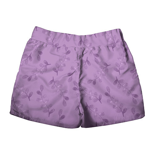 Женские шорты Листья на фиолетовом фоне / 3D-принт – фото 2